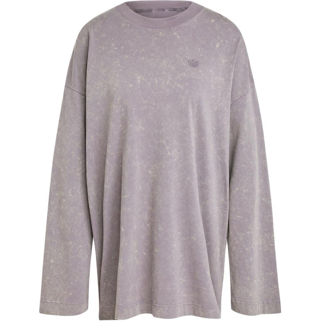 Adidas Originals Premium Essentials Washed Top Soft Comfortable Loose Long Sleeve T-Shirt Women Tops Shadow-Grey IY7400