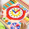 6 In 1 Kids Calendar Clock Board Wooden Building Block Clock Puzzle Puzzle Baby Time Weather Cognition Early Education