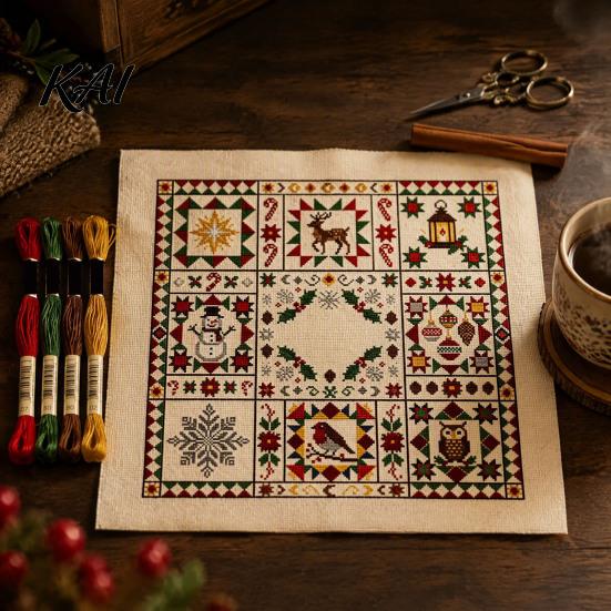 Holiday Crafting Kits for Adults Christmas Cross Stitch Kit, Winter DIY Embroidery Xmas Handcraft Tree Craft Kit Adults, Home Decor Handmade Projects