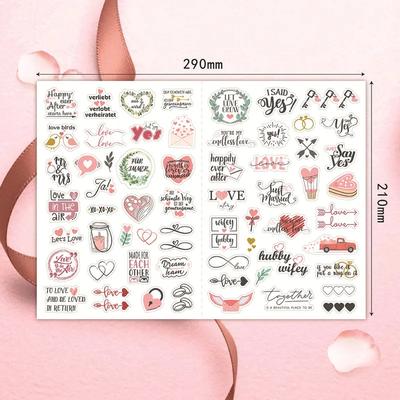 266pcs/5 Sheets Germany Wedding Stickers Scrapbooking for Photo Album Planner Engagement, Bridal Shower, Marriage Anniversary