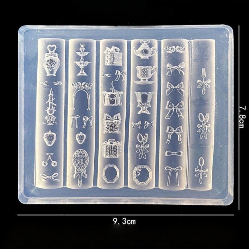 3D Fruit Silicone Nail Mold Sweet Flower Petals Diy Design Manicure Template Carving Nail Art Stencil Soft Stamping Mold Tools