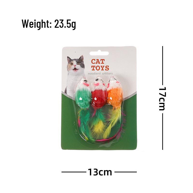 Cat Toy Set: Plush Feather Mouse Molar & Bite-Resistant