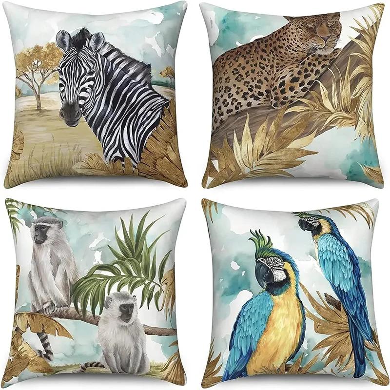 Wild Animal Zebra Leopard throw pillow cover with short plush print for living room sofa decoration cushion cover pillow covers