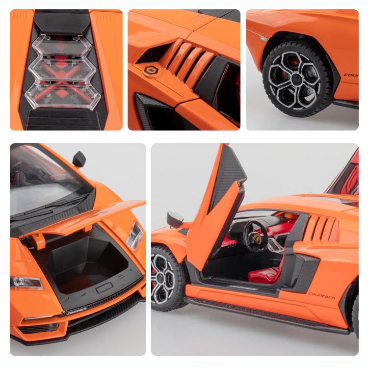 1/24 Scale Lambo LPI800-4 Alloy Diecast Car Model Toys, Pull Back Vehicle with Sound and Light for Kids Adults Gift Collection
