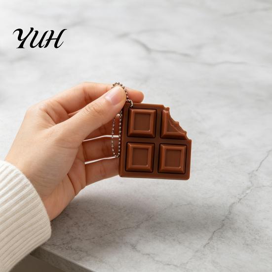 Sensory Toys for Adults Kids 3D Printed Chocolate Candy Bar Clicker Fidget Toy, Keyboard Shape Stress Reliever Keychain, Office Desk Relief Toy Kids,