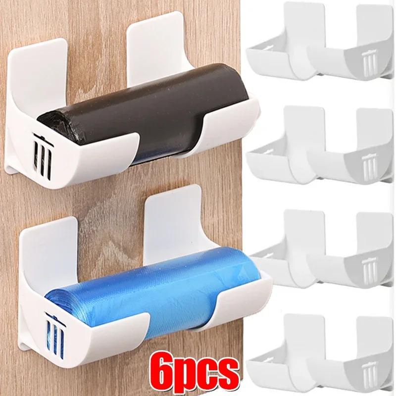 

6шт настенный держатель для мусорных мешков ящик для хранения мусорных мешков органайзер пластиковый пакет пленка контейнер диспенсер для кухонной полки white-1pcs