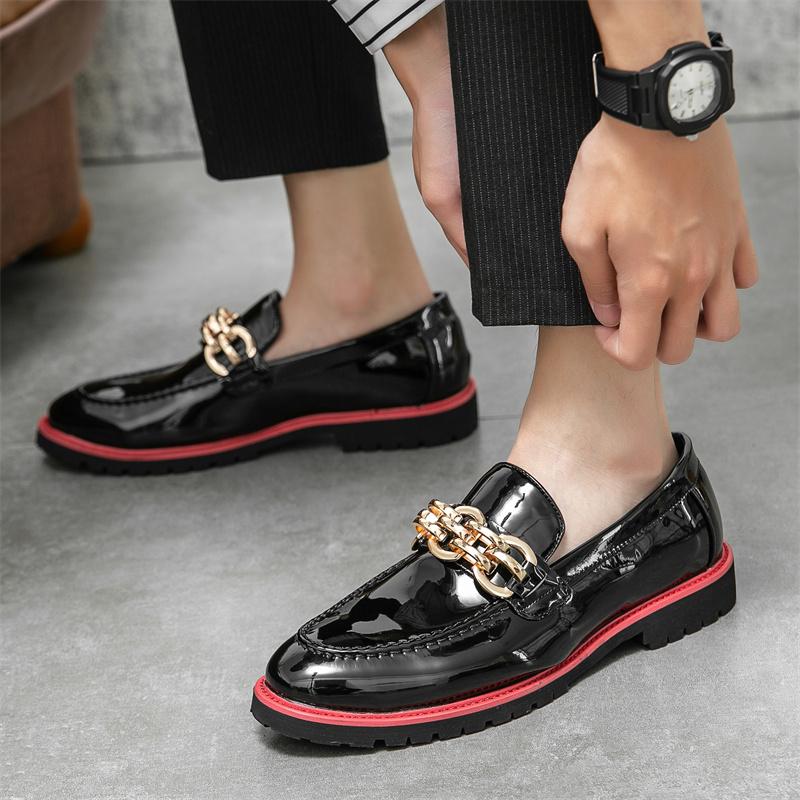 Men Loafers British Style Black Patent Leather Business Formal Shoes Wedding Dress Prom Blazers Tuxedo Party Shoes Large Size