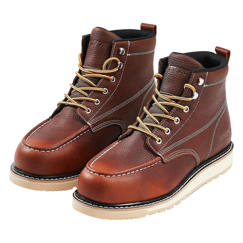 Steel Toe Work Boots UK Size 8.5 Waterproof Moc Toe for Men Slip-Resistant