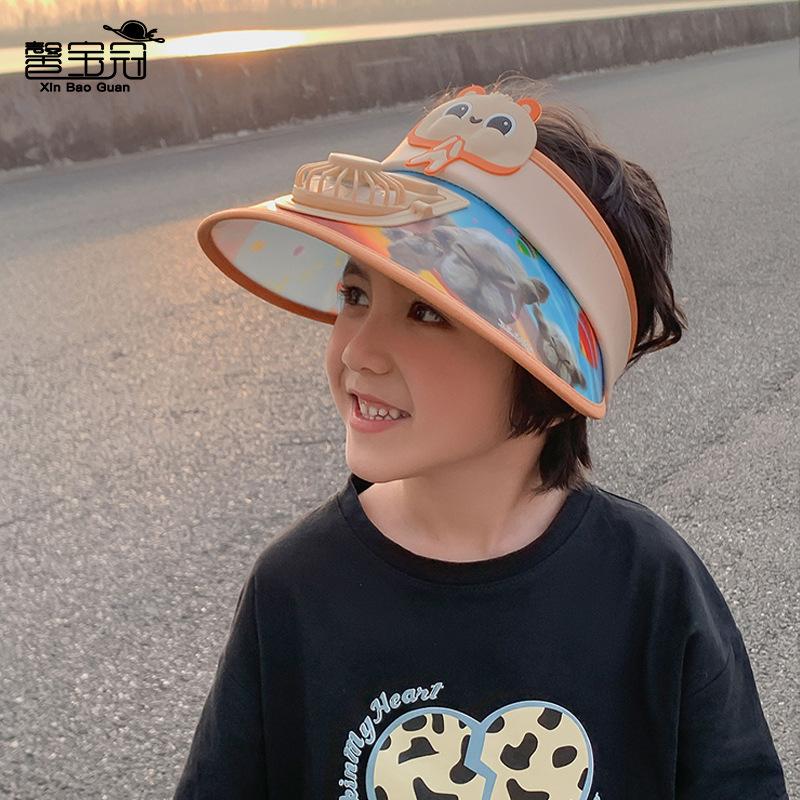 1104 children's hat 3D big eaves fan empty top hat summer outdoor sun hat boys and girls cartoon sun hat
