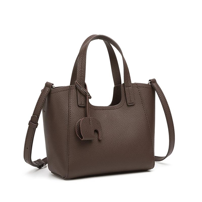 HIFASHION Minimalist Genuine Leather Tote Bags For Women Elegant Cowhide Top Handle Shoulder Bag Bucket Work Crossbody Handbags