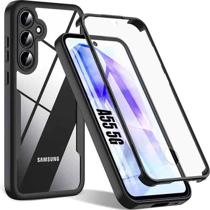 Coque Intégrale pour Samsung Galaxy A55 5G - Protection Antichoc 360° - Noir