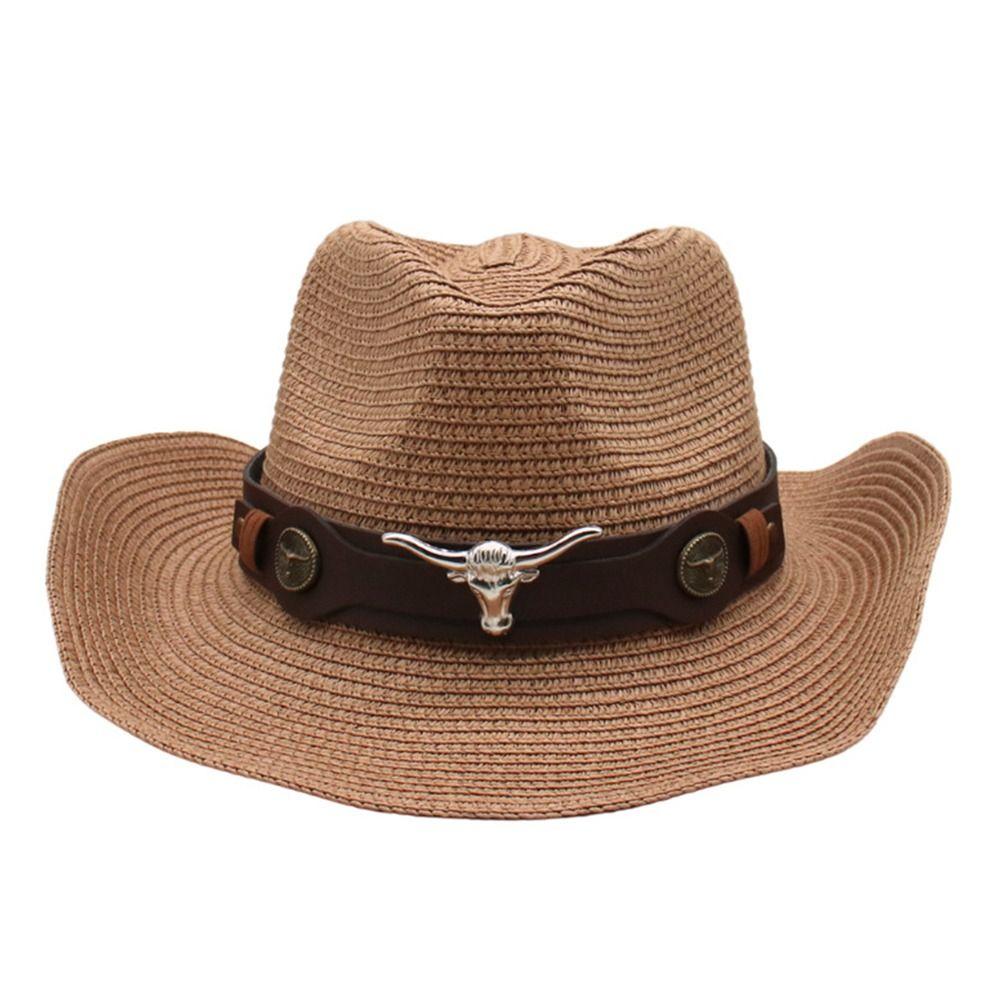 Wide Brim Western Cowboy Hat UV Protection Beach Panama Hat Casual Sun Hat