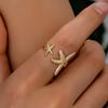 Creative Oil Pressure Starfish Conch Titanium Steel Ring Female Zircon Inlay with Design Summer Beach Jewelry