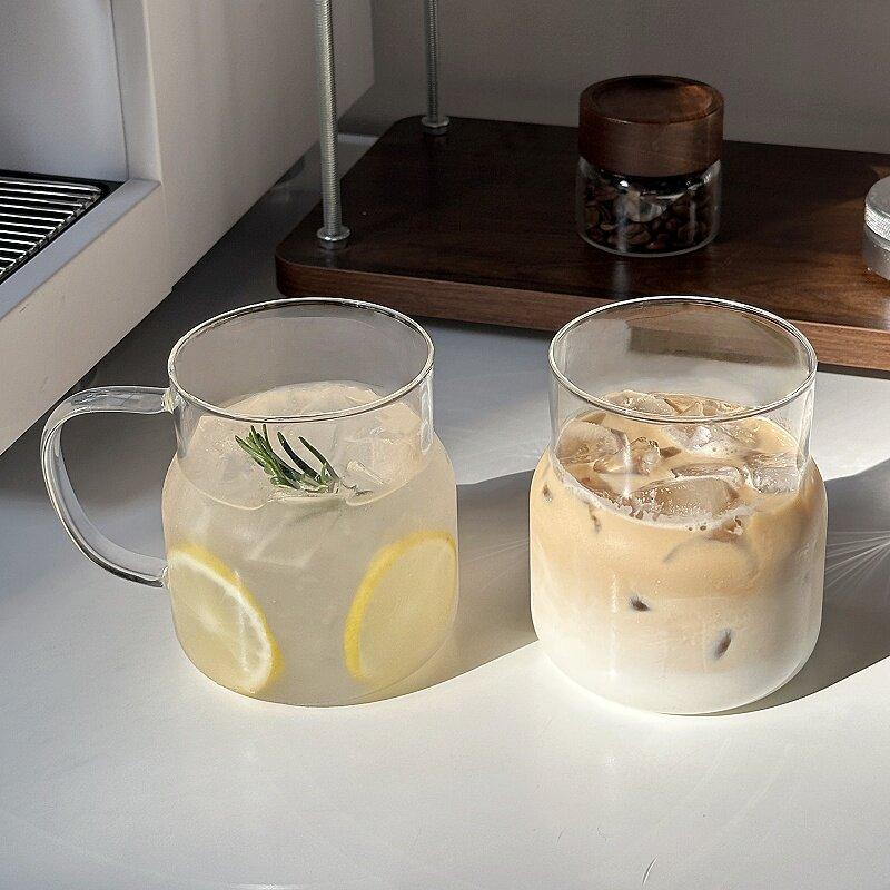 Ins Glass Cup With Handle Unique Tumbler For Ice Coffee Juice Matcha Bubble Tea Espresso Beer Pretty Drinking Glass Mug 580ml