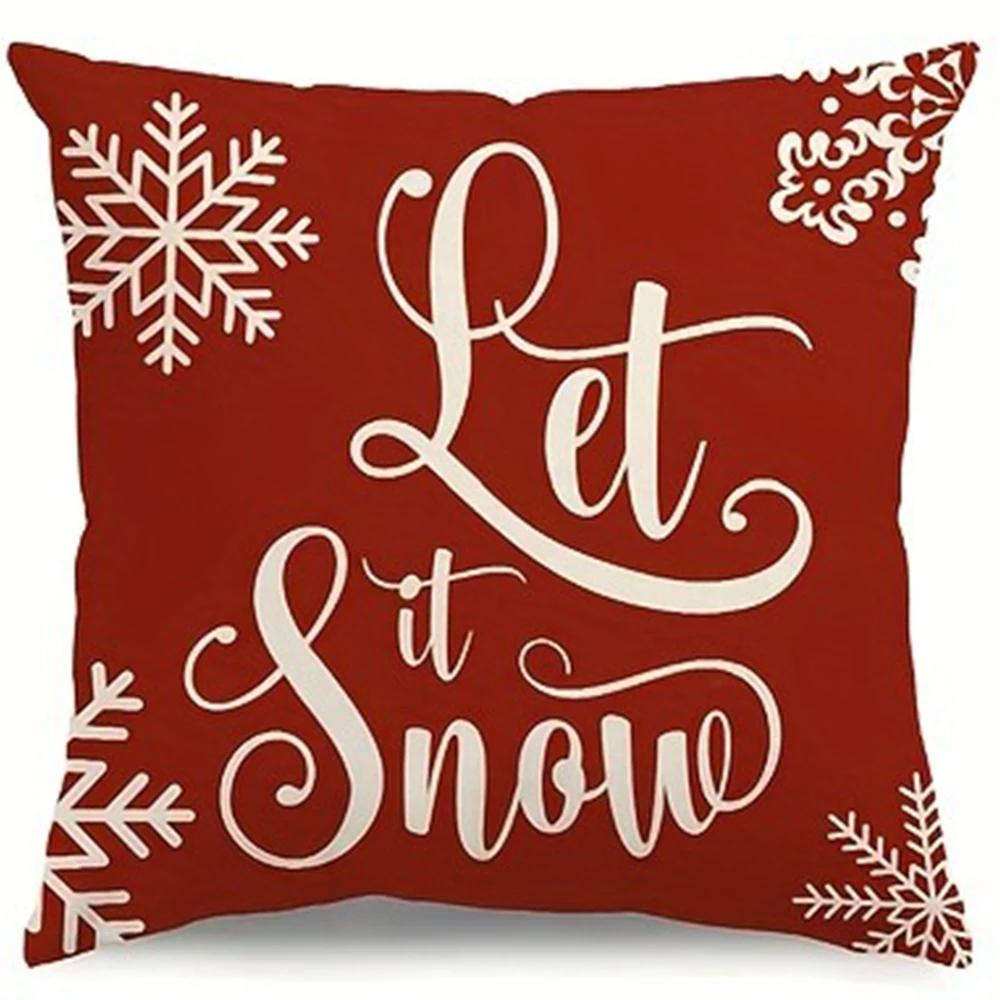 Christmas Decoration Pillowcase Red Snowflake Christmas Tree Pillow Cover Living Room Sofa Cushion Cover Room Home Decoration