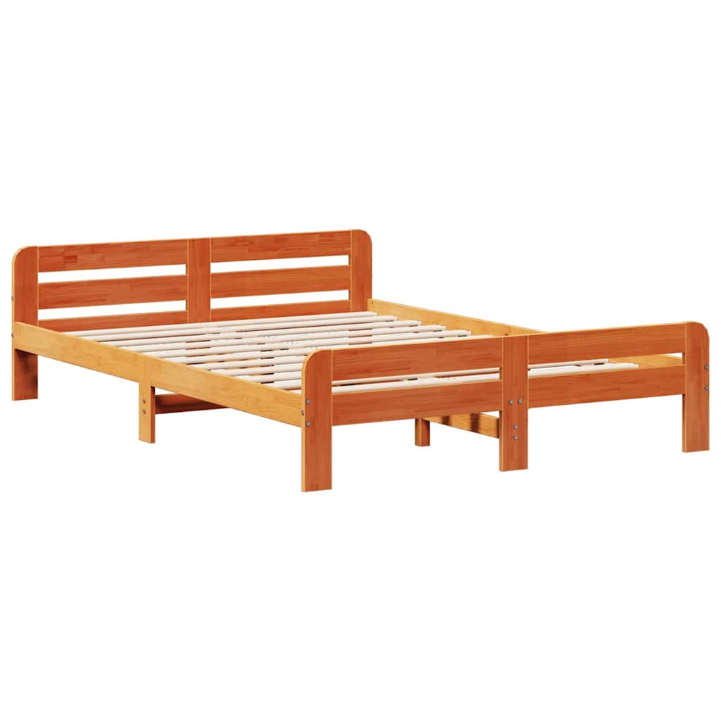Solid Wood Bed without Mattress Wax Brown 150 x 200 cm Pine Wood