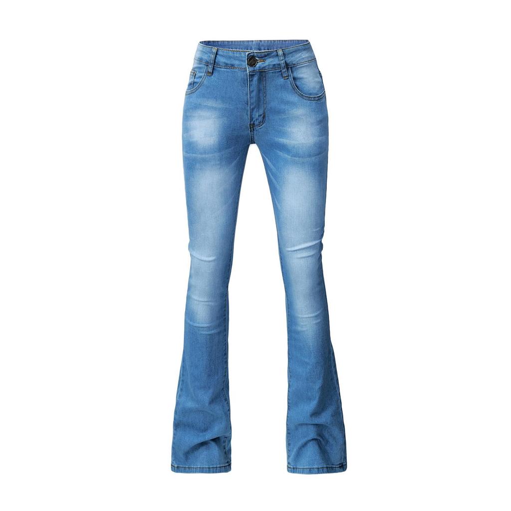 European & North American Women's Elastic Bell Bottom Fringe Jeans