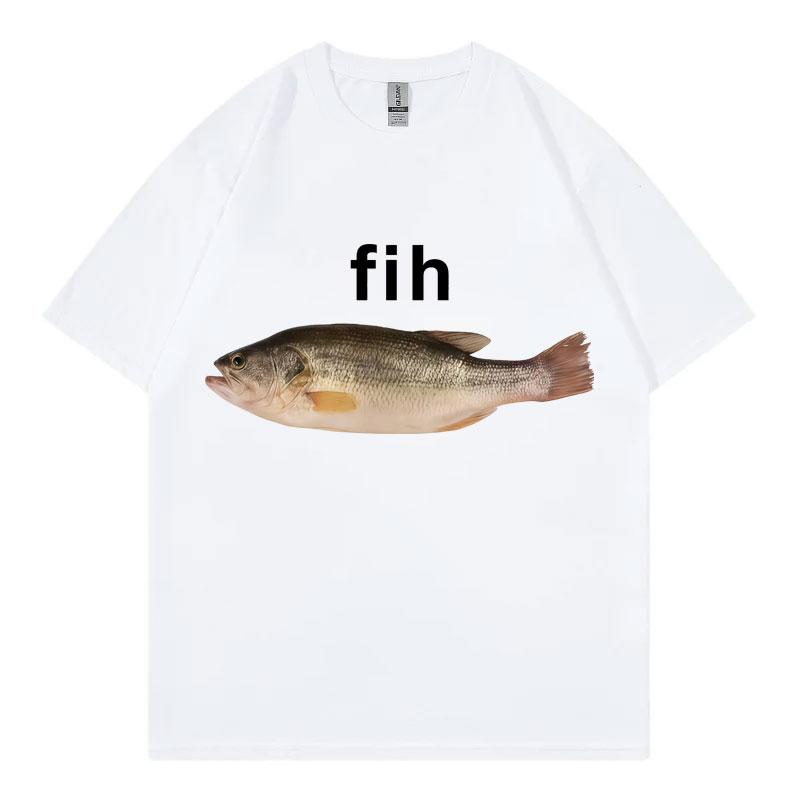 Funny Fih Fish Meme Prin Crew Neck T-shirt Fashion Short Sleeve T Shirts Women Casual T-shirts Summer Streetwear