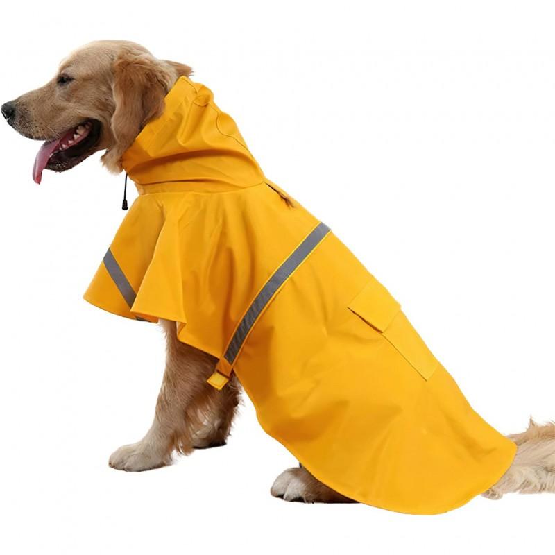 Pet Raincoat Dogs With Reflective Stripes Waterproof Hooded Cape Small To Large Breeds Golden Retriever