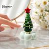 Crystal Holiday Decor Handmade Glass Christmas Tree Ornament with Star Top And Colorful Bead Details, Decorative Tabletop Trees Desktop Rotating