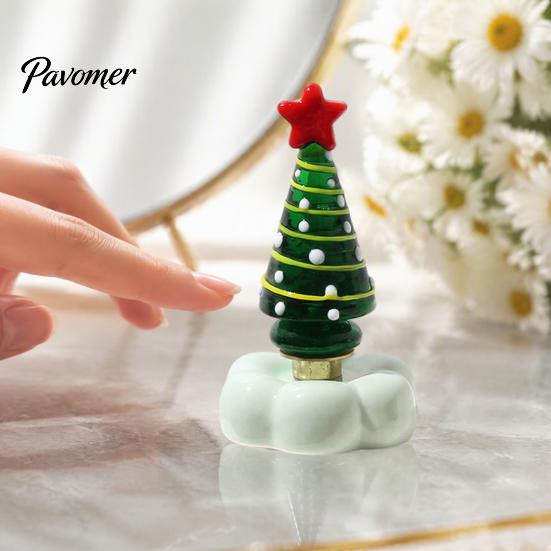 Crystal Holiday Decor Handmade Glass Christmas Tree Ornament with Star Top And Colorful Bead Details, Decorative Tabletop Trees Desktop Rotating