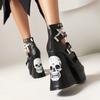 Plus Mary Jane Cross Lolita Skull Shoes Punk Dark Goth High Heels Patent Leather