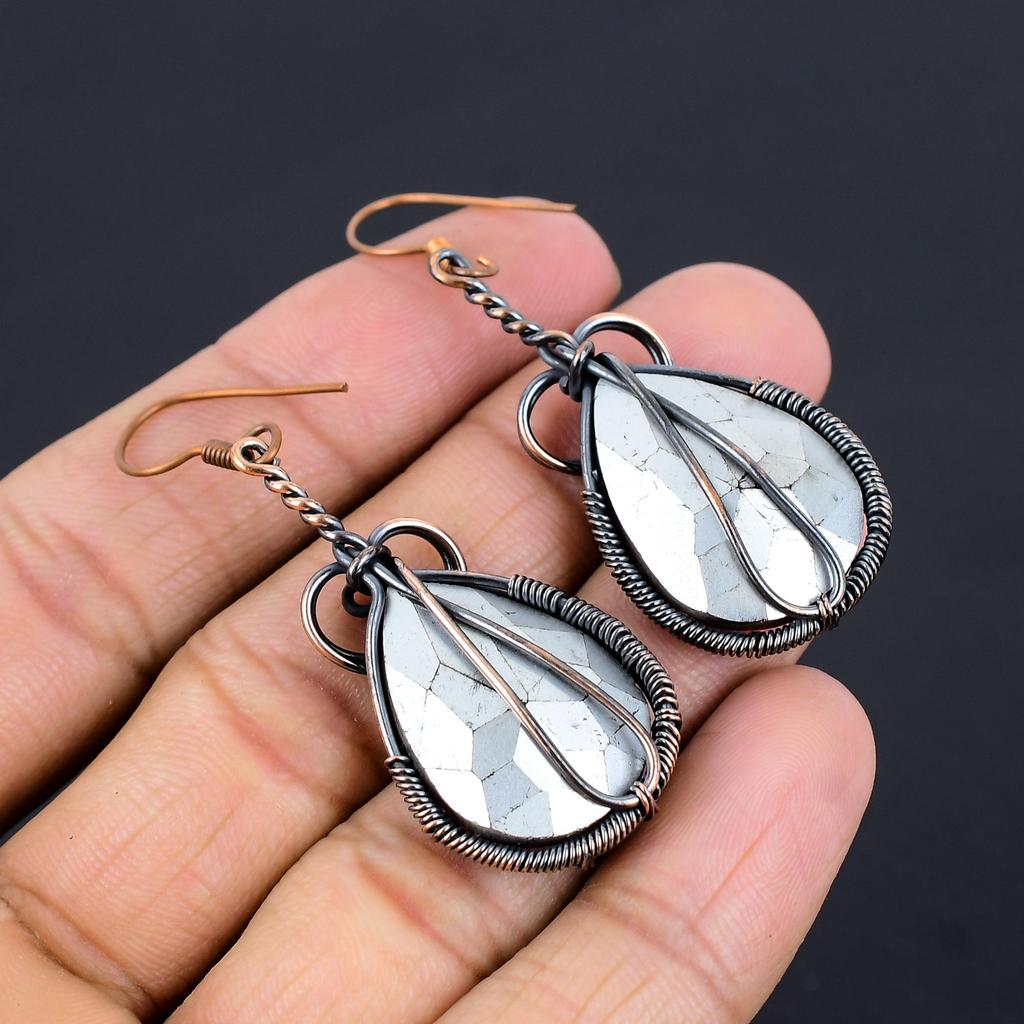 Garnet Jewelry, 999 Copper Wire Wrapped Earrings, Handmade Gemstone Jewelry Earrings For Memorial Day