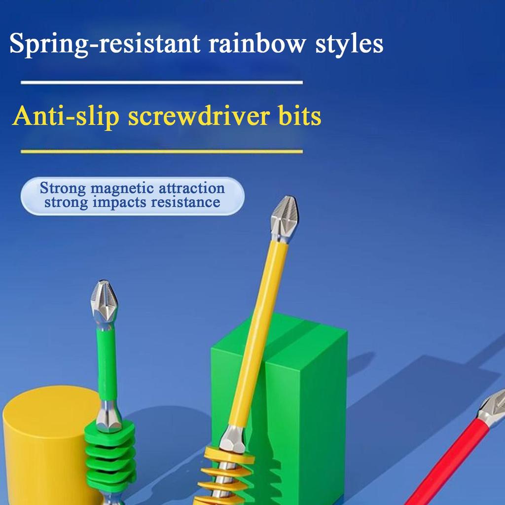 Screwdriver Drill Bit Set 2 Pieces Magnetic Screwdriver Bit Set Tough Anti-Slip Tips with Spring for Household Technician Work