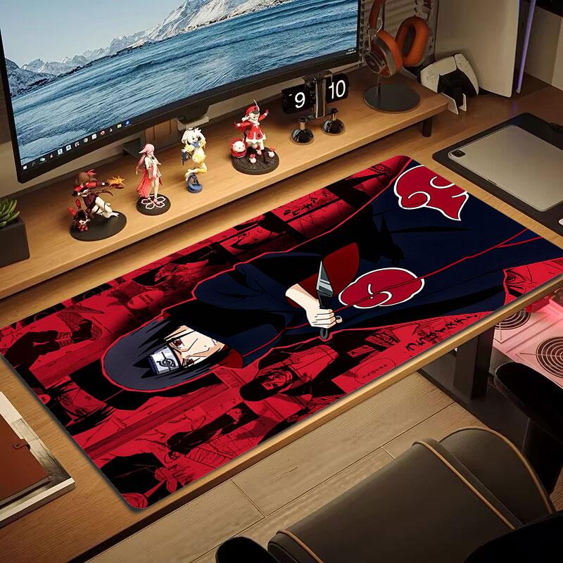 Uchiha Sasuke Mouse Pad, Large Gaming Desk Mat, Non-slip XXL Mousepad for Laptop & Tablet, Mini PC Playmat with Stitched Edges