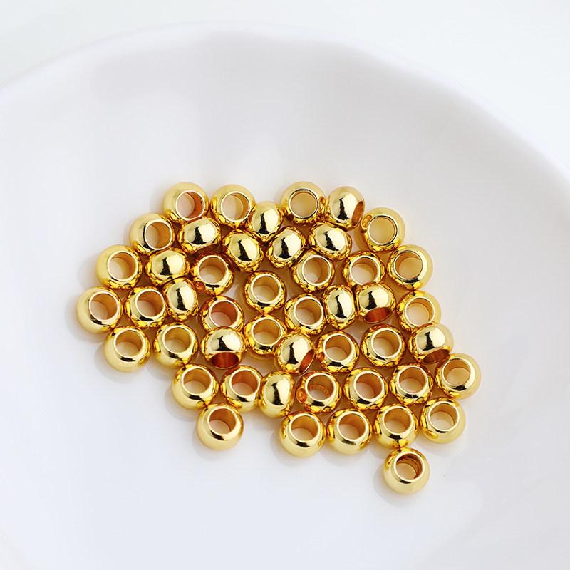 14k Gold-Plated Apple Flat Bead for Large-Hole Leather Rope, Retro DIY Loose Beads