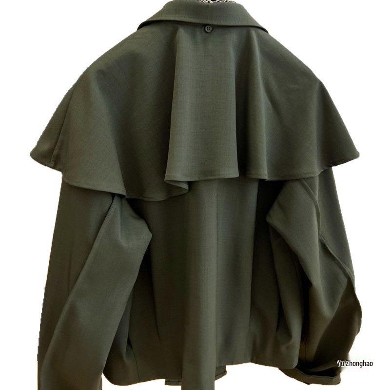 Designer Niche Women's Shawl Cape Coat - Spring/Autumn 2026 Fashionable Jacket-Style Top