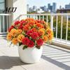 Easy Care Artificial Flowers for Seasonal Display Mums Outdoor, UV Resistant Fake Fall Chrysanthemums Exquisite Blooms Table Centerpiece Marigold