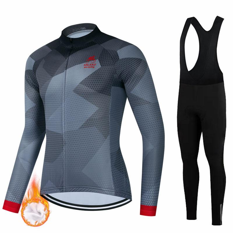 2026 Salexo Winter Cycling Clothes Set Man Thermal Fleece Jersey Suit Sport Riding Bike MTB Clothing Bib Pants Sets Ropa Ciclismo