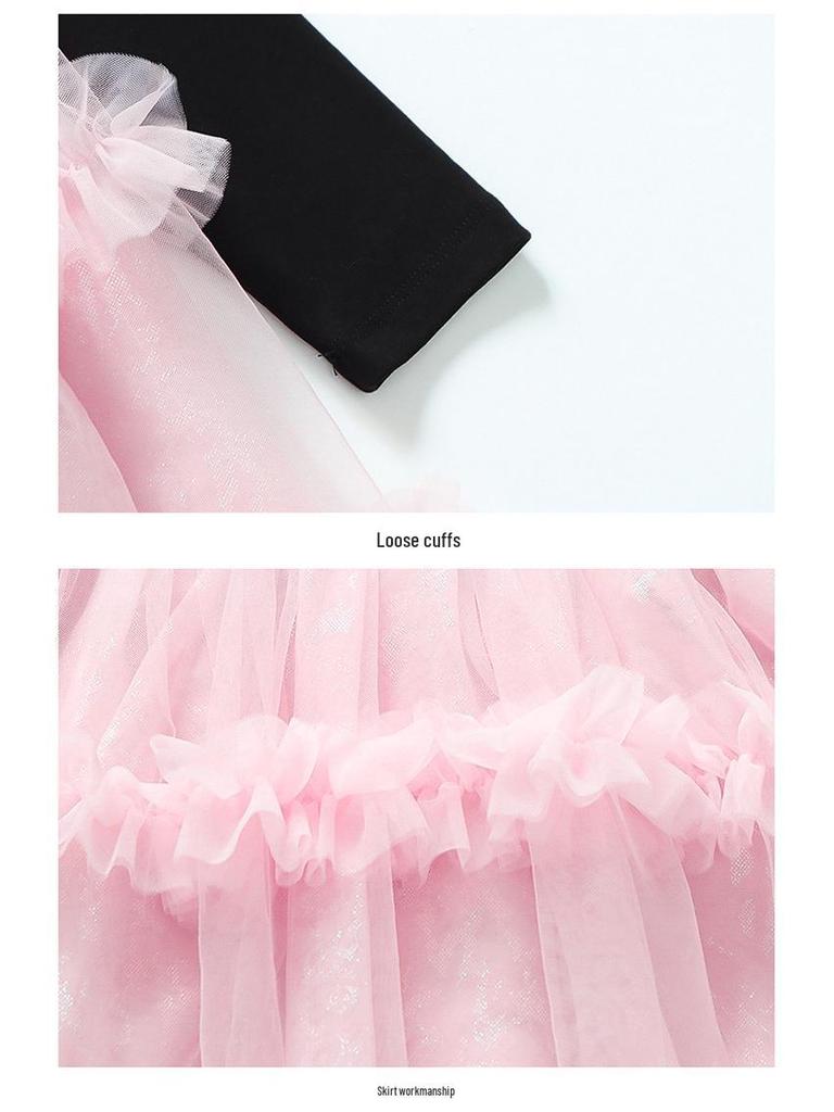 Autumn 2025 Cute Long Sleeve Gauze Dress for Little Girls - Stylish Princess Design