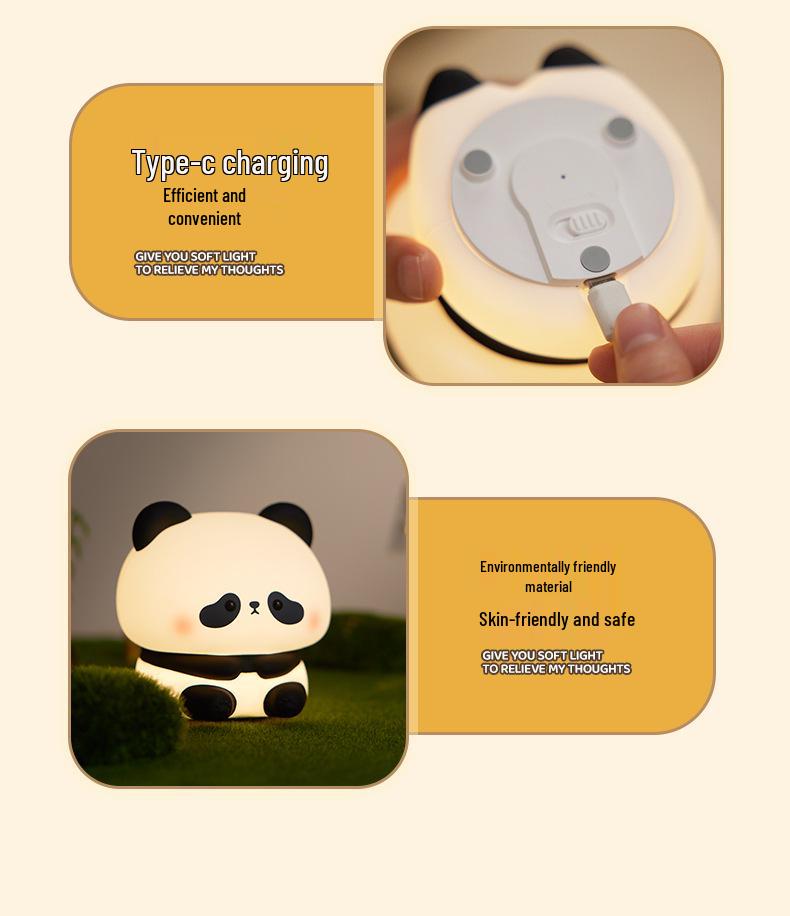 Head-to-Head Panda Silicone Night Light: Tap-Activated USB Rechargeable Bedside Atmosphere Lamp