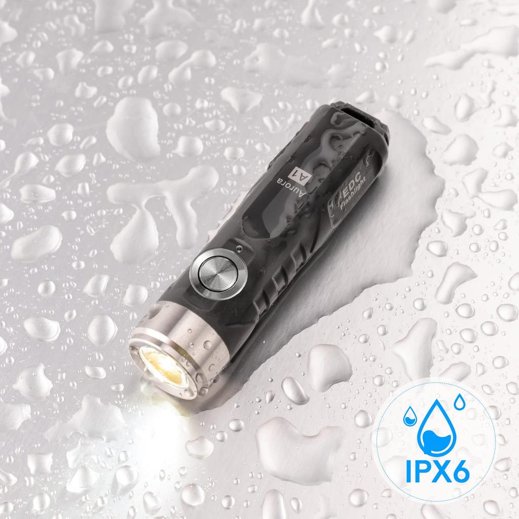 RovyVon Aurora A1-G4 EDC Keychain Flashlight, High Lumens, USB-C Rechargeable, 650 Lumens, 6500K Mini Keyring Torch, Pocket Size (Black)