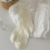 White Bow Lace Socks Summer Thin Wood Ear Edge Middle Tube Socks Korean Style Breathable Thin Socks with Leather Shoes