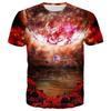 Summer Round Neck 3D Starlit Sky Print Top Fashionable Casual Short Sleeved Men's T-shirts