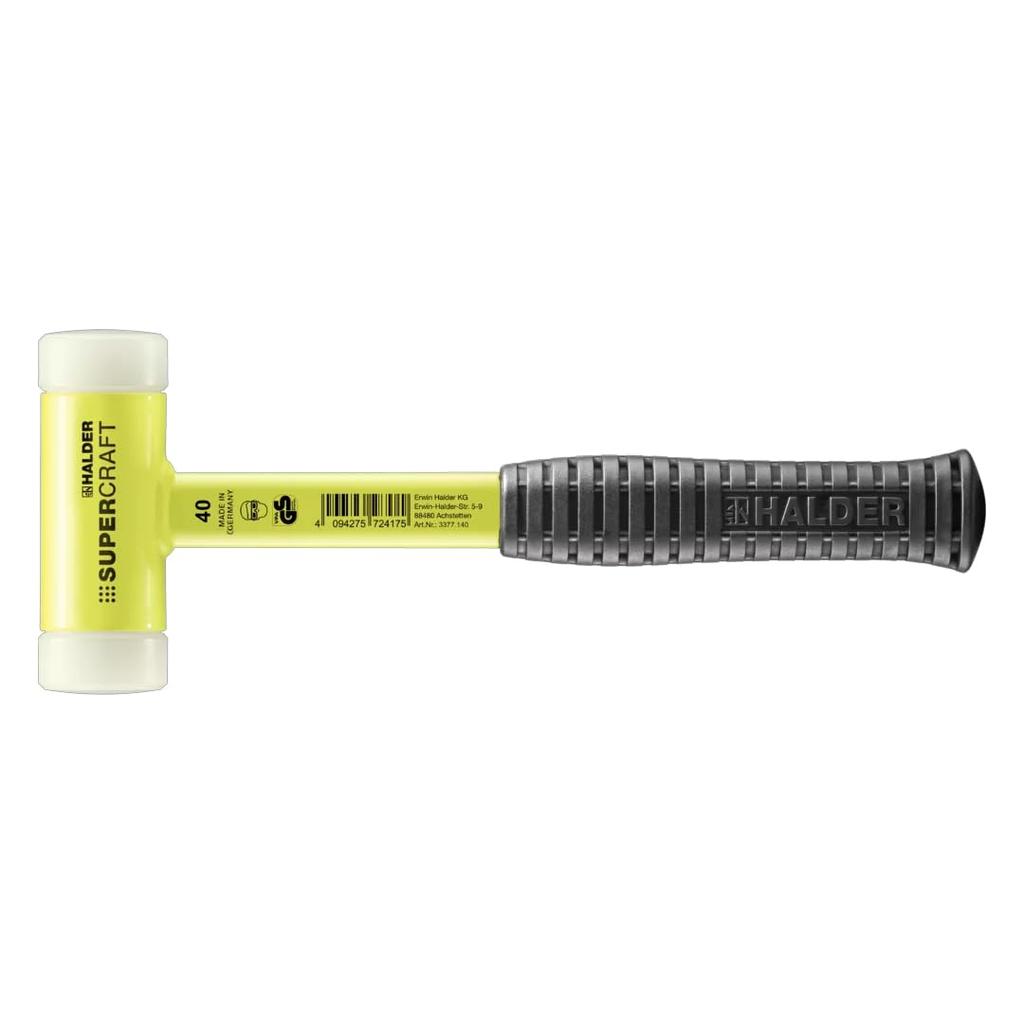 Halder 3377140 Mallet with Steel Tube 40 Mm Break-Resistant Handle, Yellow,