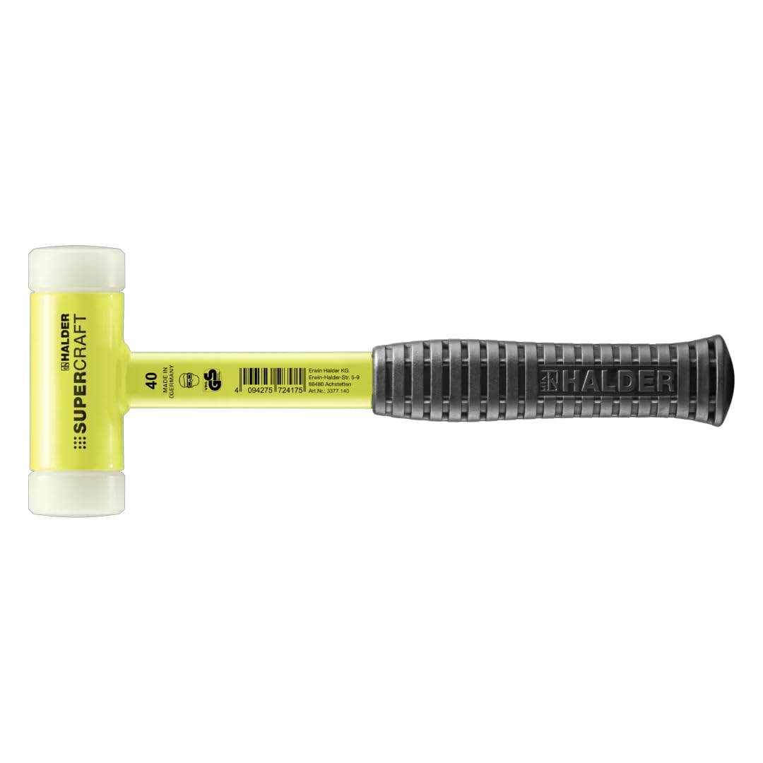 

Halder 3377140 Mallet with Steel Tube 40 mm Break-Resistant Handle, Yellow,