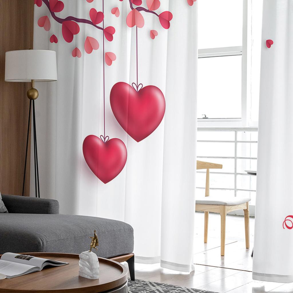 Walentynkowe Gałązki Tiulowe Zasłony Do Salonu Sypialni Dekoracja Domu Szyfonowe Przezroczyste Woalowe Zasłony Kuchenne