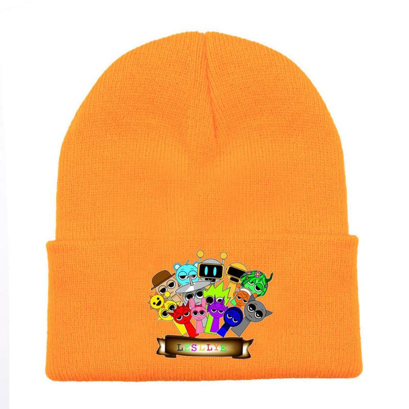 Sprunki Fashion Knitted Hat Solid Color Print Cute Pattern Unisex Design