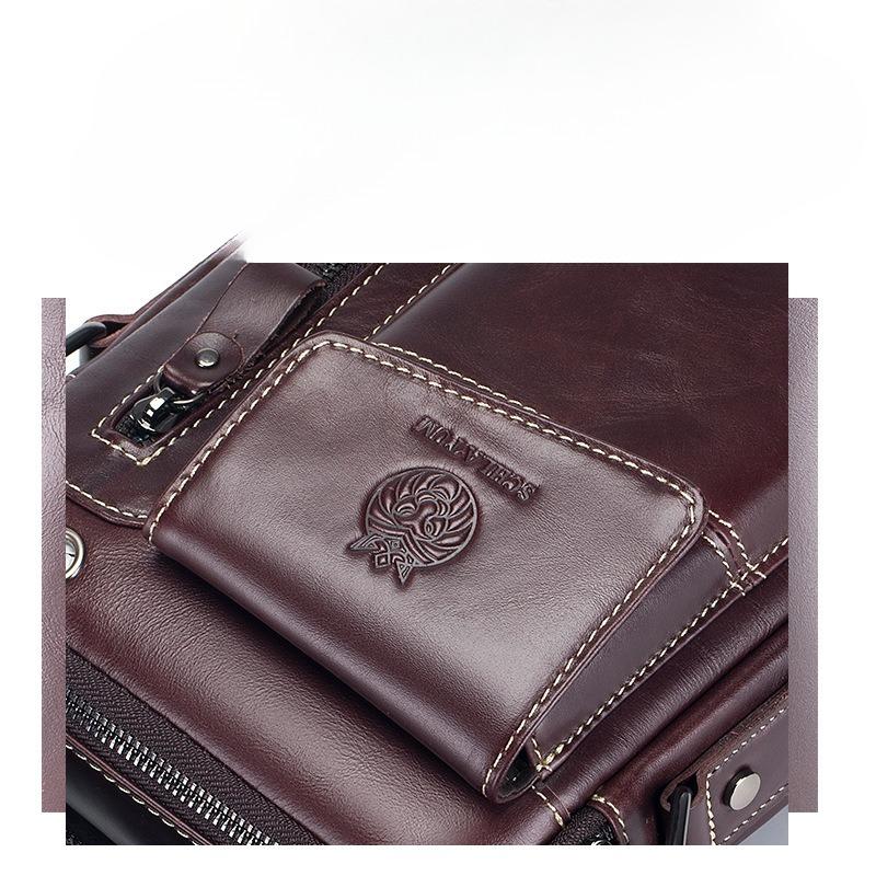 "Vintage Genuine Leather Men's Single-shoulder Bag, A Small Crossbody Bag for Commuting with A Sense of Luxury.