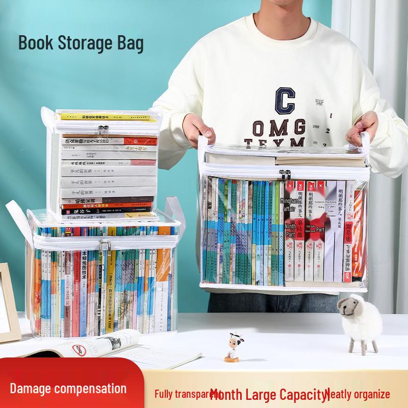 Classroom Student Book Organizer: Transparent, Large-Capacity Storage Box for Textbooks