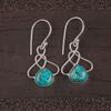 Natural Blue Copper Turquoise Gemstone 925 Solid Silver Jewelry Earrings 1.50" EE-2-38
