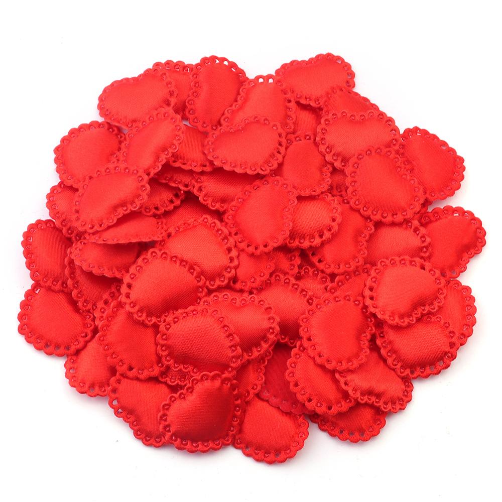 50Pcs/Lot Colorful Fabric Love Heart Petals Sponge Petal Patches For DIY Wedding Party Hairclip Clothing Decoration Supplies
