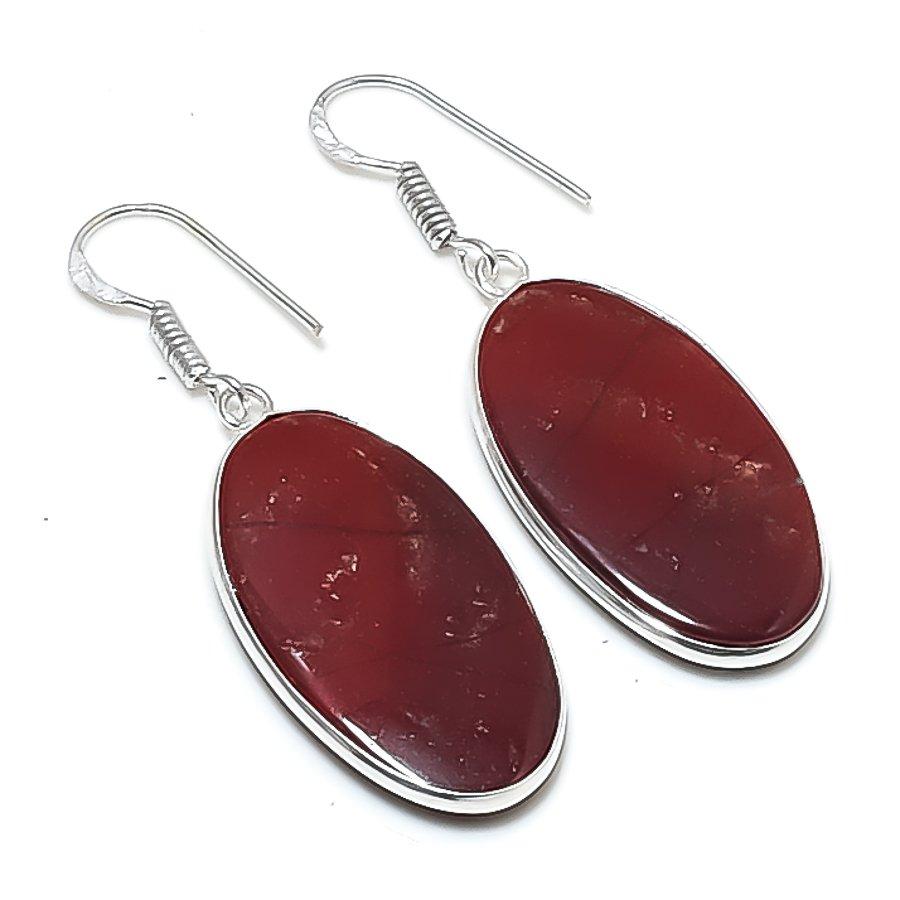 Натуральный камень Мукаит Серьги из стерлингового серебра 925 пробы 1,97  AEE-10771