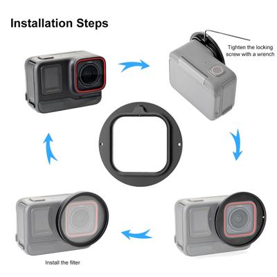 Filtro UV per obiettivo per fotocamera sportiva PULUZ PU969B con anello adattatore per filtro Copriobiettivo di ricambio per