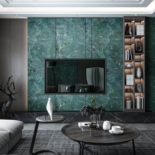 Boobest 40cm Wide X 3m Long Ink Green Marble Wallpaper Sticker, Stylish Waterproof Wallpaper Sticker for Kitchens, Bathrooms, Ceilings, and Toilets. T