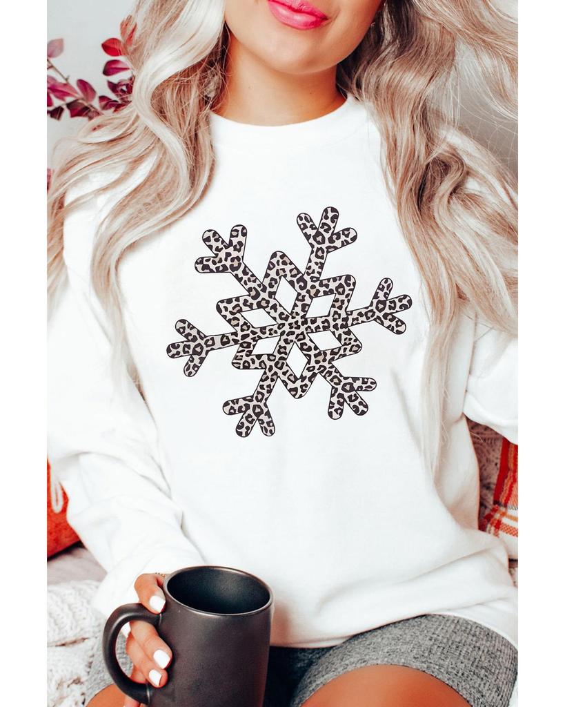 Azura Exchange Leopard Snowflake Pullover Sweatshirt